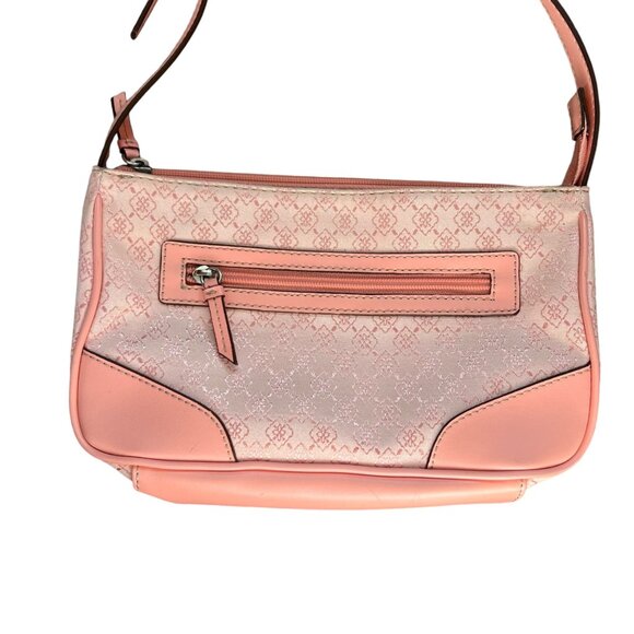 Y2K Liz Claiborne‎ Canvas Faux Leather Shoulder Bag PinkCoquette Barbiecore - Picture 3 of 16